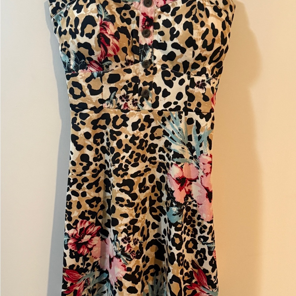 Leopard Print Floral Dress